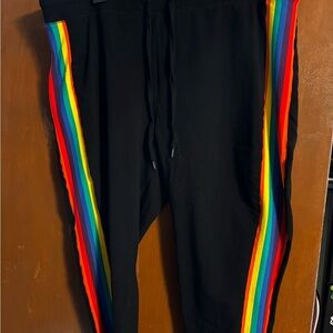 Torrid Black Joggers with Colorful Side Stripes